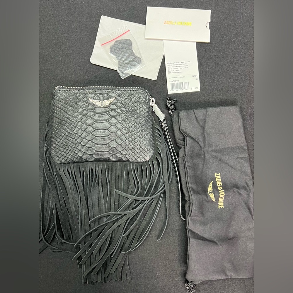 Zadig and Voltaire Mini Fringes Black Wristlet